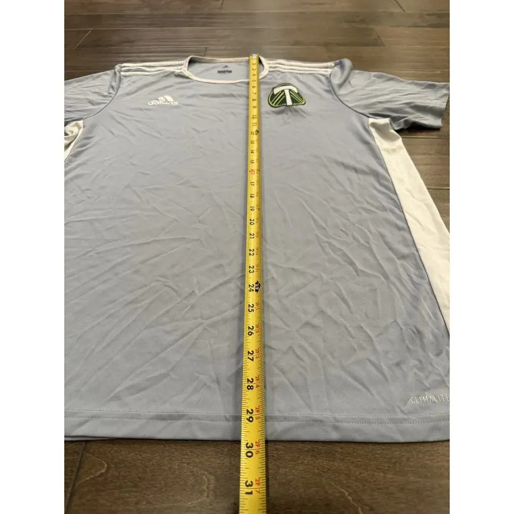 Adidas Mens Gray Climalite MLS Portland Timbers Short Sleeve Jersey Size L Large